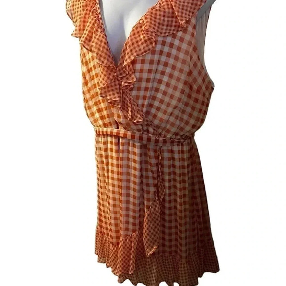 Lauren Conrad Sleeveless Dress orange Gingham Women's plus size 4X - Picture 3 of 14
